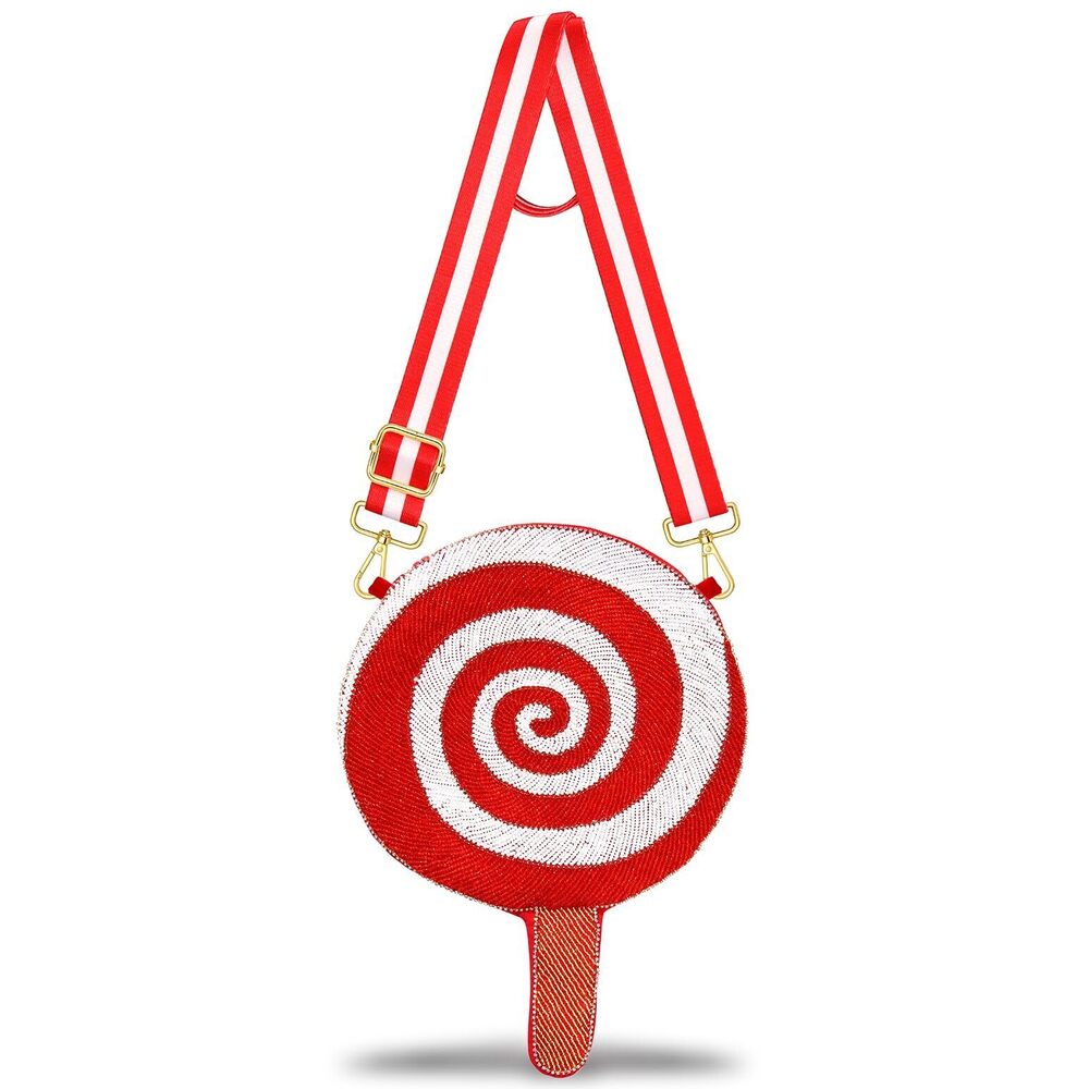 7888 Candy Purse Beaded Candy Cane Lollipop Crossbody Shoulder Bag Candy